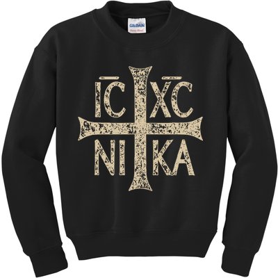 Ic Xc Nika Cross Christogram Orthodox Christian Kids Sweatshirt