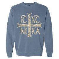 Ic Xc Nika Cross Christogram Orthodox Christian Garment-Dyed Sweatshirt