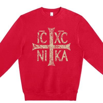 Ic Xc Nika Cross Christogram Orthodox Christian Premium Crewneck Sweatshirt