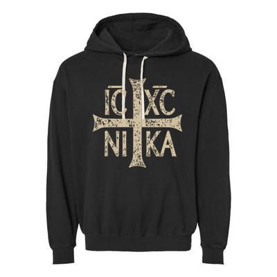 Ic Xc Nika Cross Christogram Orthodox Christian Garment-Dyed Fleece Hoodie