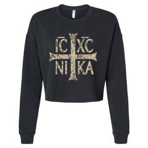 Ic Xc Nika Cross Christogram Orthodox Christian Cropped Pullover Crew