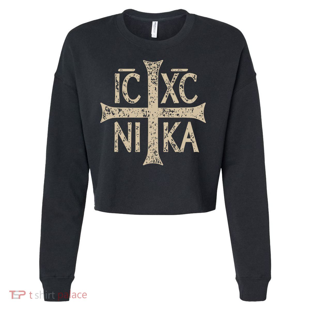 Ic Xc Nika Cross Christogram Orthodox Christian Cropped Pullover Crew