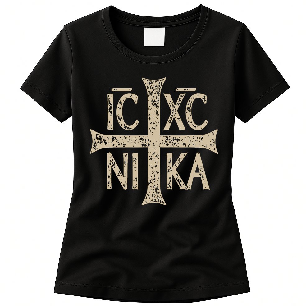 Ic Xc Nika Cross Christogram Orthodox Christian Womens T-Shirt