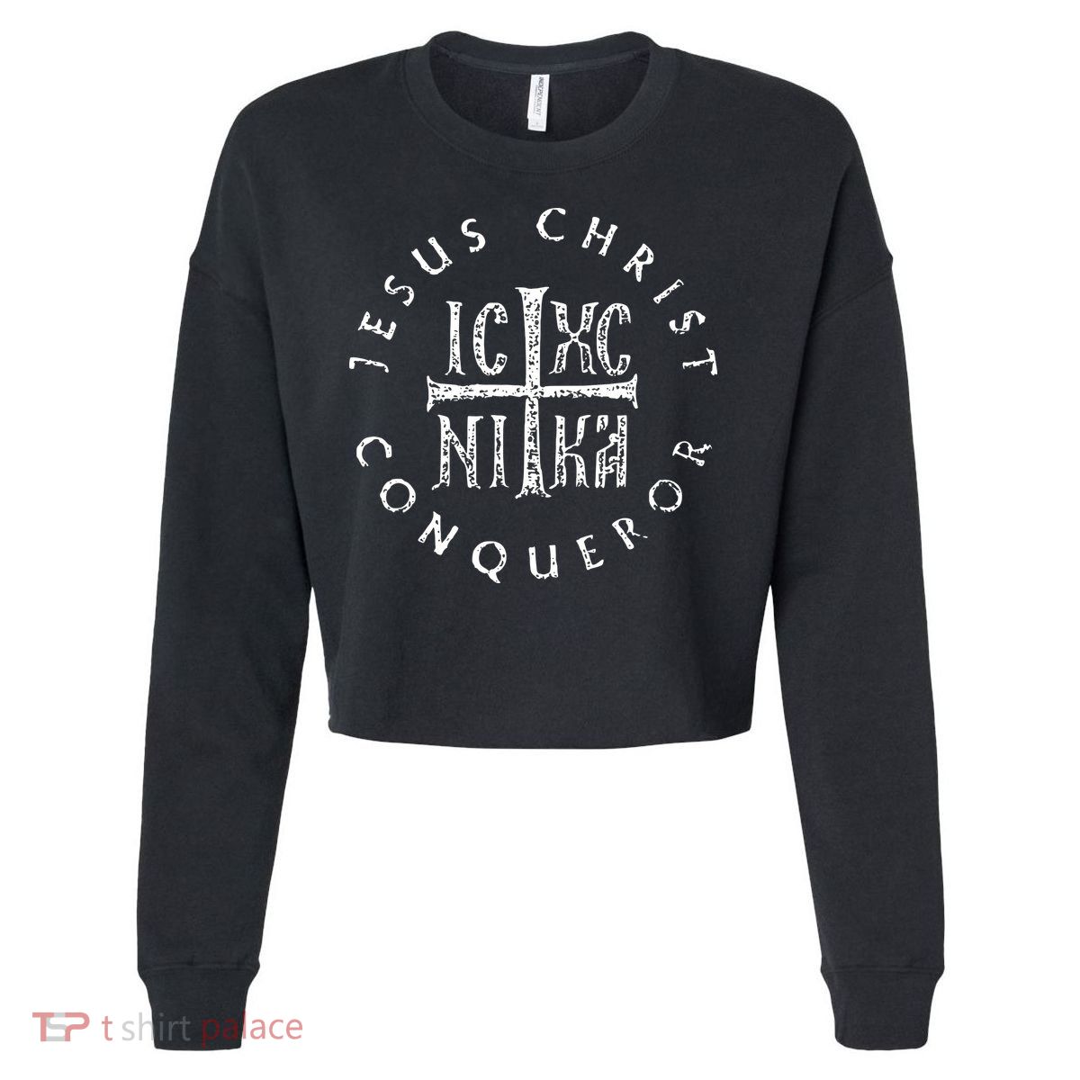 Ic Xc Nika Cross Christogram Orthodox Christian Cropped Pullover Crew