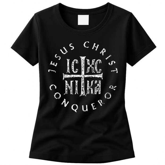 Ic Xc Nika Cross Christogram Orthodox Christian Womens T-Shirt