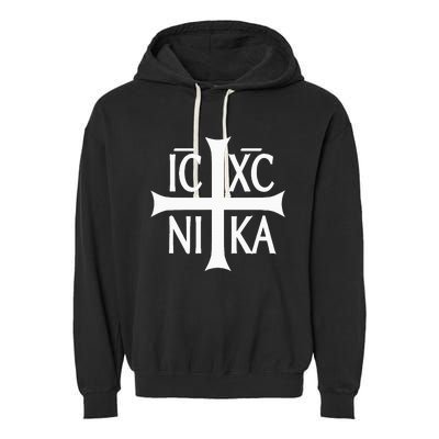 Ic Xc Nika Cross Eastern Christian Greek Garment-Dyed Fleece Hoodie