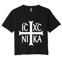 Ic Xc Nika Cross Eastern Christian Greek Women's Crop Top Tee
