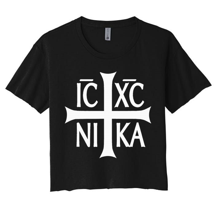 Ic Xc Nika Cross Eastern Christian Greek Women's Crop Top Tee