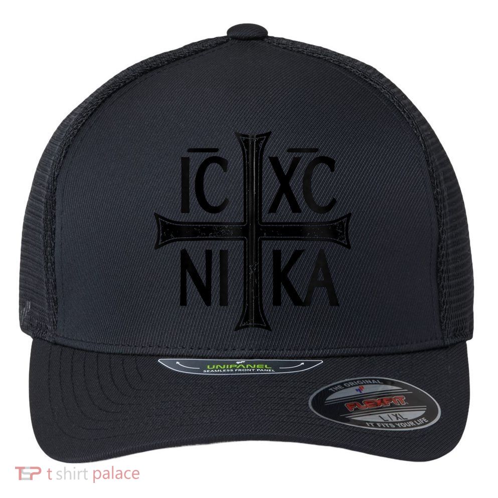 IC XC NIKA Cross Orthodox Eastern Christianity Christogram Flexfit Unipanel Trucker Cap