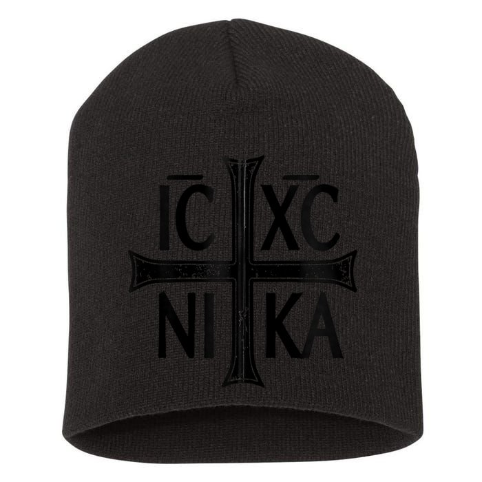 IC XC NIKA Cross Orthodox Eastern Christianity Christogram Short Acrylic Beanie