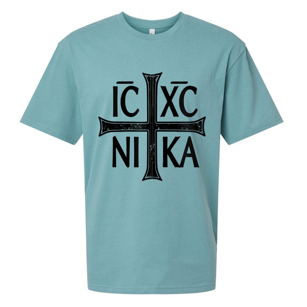 IC XC NIKA Cross Orthodox Eastern Christianity Christogram Sueded Cloud Jersey T-Shirt