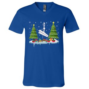 Ironworker Xmas Tree Lighting Ugly Christmas Gift V-Neck T-Shirt