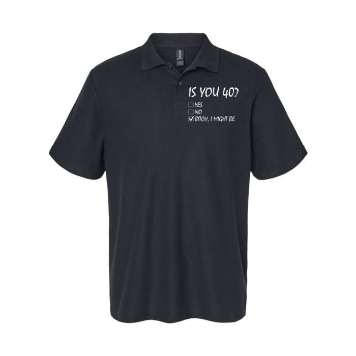 Is You 40? funny 40th Birthday, 40 Year Old, Birthday Party Softstyle Adult Sport Polo