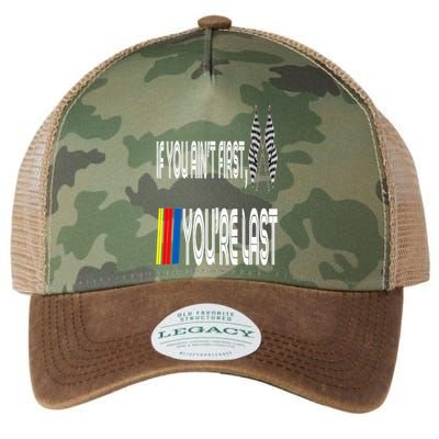 If You Ain't First You're Last Funny Motor Racer Gift Legacy Tie Dye Trucker Hat