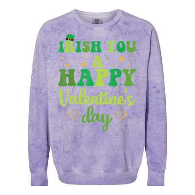 Irish You A Happy Valentine's Day Green Holiday Colorblast Crewneck Sweatshirt