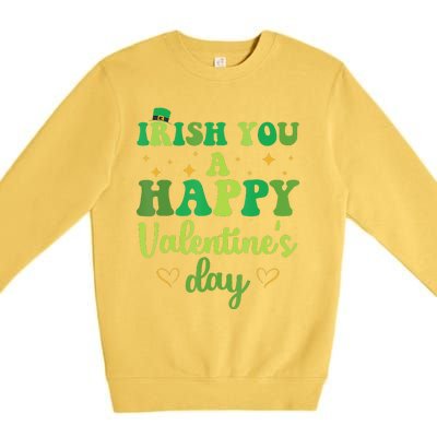 Irish You A Happy Valentine's Day Green Holiday Premium Crewneck Sweatshirt