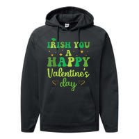 Irish You A Happy Valentine's Day Green Holiday Performance Fleece Hoodie