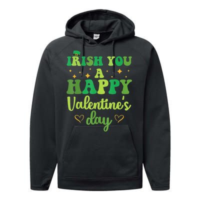 Irish You A Happy Valentine's Day Green Holiday Performance Fleece Hoodie