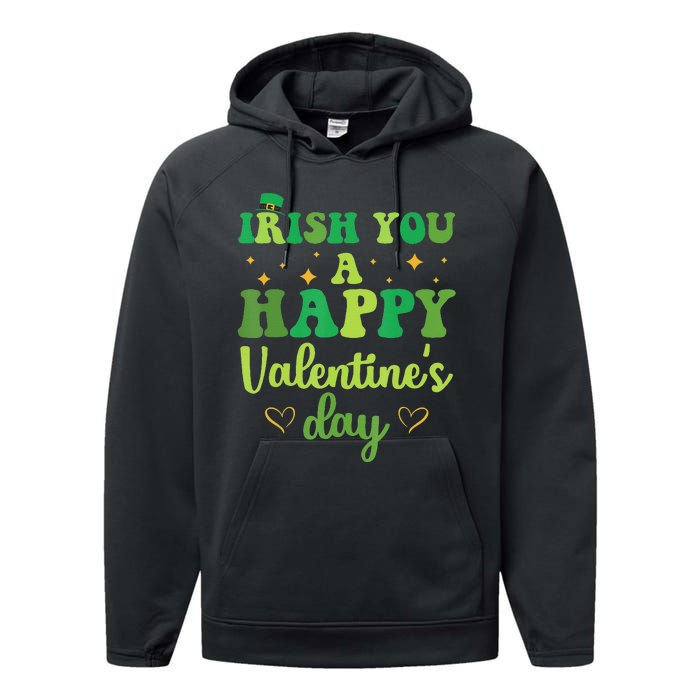 Irish You A Happy Valentine's Day Green Holiday Performance Fleece Hoodie