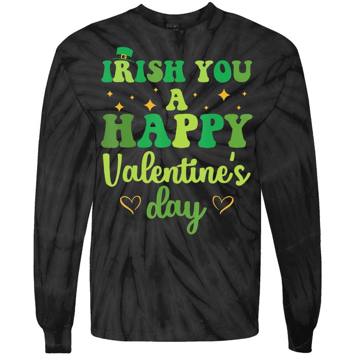 Irish You A Happy Valentine's Day Green Holiday Tie-Dye Long Sleeve Shirt