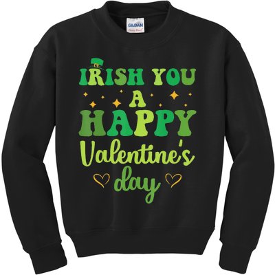 Irish You A Happy Valentine's Day Green Holiday Kids Sweatshirt