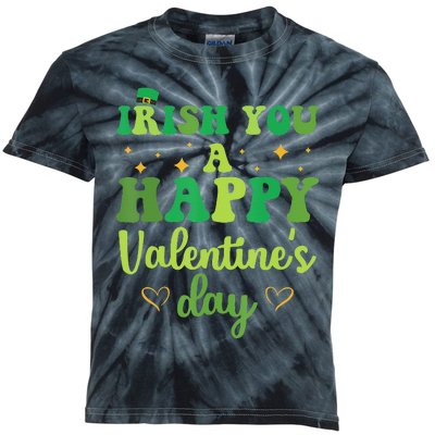 Irish You A Happy Valentine's Day Green Holiday Kids Tie-Dye T-Shirt