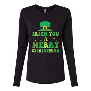 Irish You A Merry Christmas Holiday Womens Cotton Relaxed Long Sleeve T-Shirt