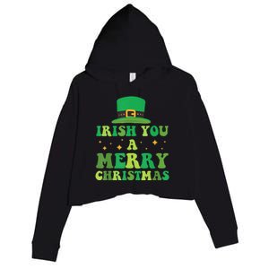 Irish You A Merry Christmas Holiday Crop Fleece Hoodie