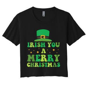 Irish You A Merry Christmas Holiday Women's Crop Top Tee