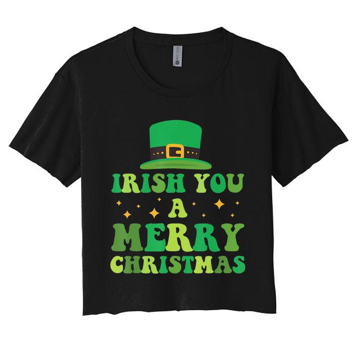 Irish You A Merry Christmas Holiday Women's Crop Top Tee