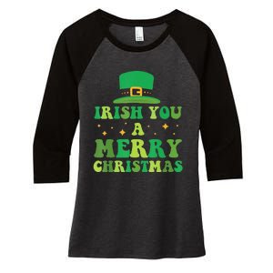 Irish You A Merry Christmas Holiday Women's Tri-Blend 3/4-Sleeve Raglan Shirt