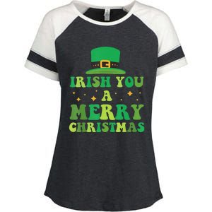 Irish You A Merry Christmas Holiday Enza Ladies Jersey Colorblock Tee