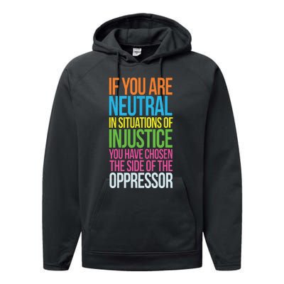 If You Are Neutral In Situations Refugee Equality Top Performance Fleece Hoodie