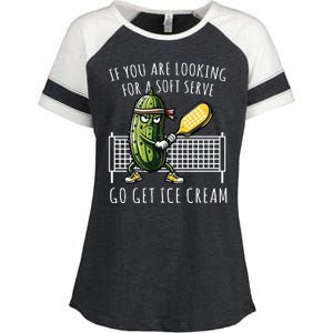 If You Are Looking For A Soft Serve Go Get Ice Cream Funny Pickleball Enza Ladies Jersey Colorblock Tee