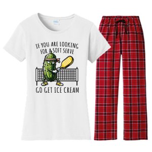 If You Are Looking For A Soft Serve Go Get Ice Cream Funny Pickleball Women's Flannel Pajama Set