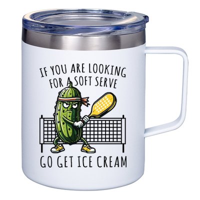 If You Are Looking For A Soft Serve Go Get Ice Cream Funny Pickleball 12oz Stainless Steel Coffee Mug
