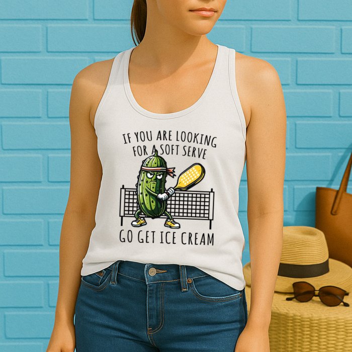 If You Are Looking For A Soft Serve Go Get Ice Cream Funny Pickleball Womens Tank Top