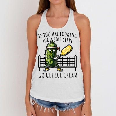 If You Are Looking For A Soft Serve Go Get Ice Cream Funny Pickleball Women's Knotted Racerback Tank