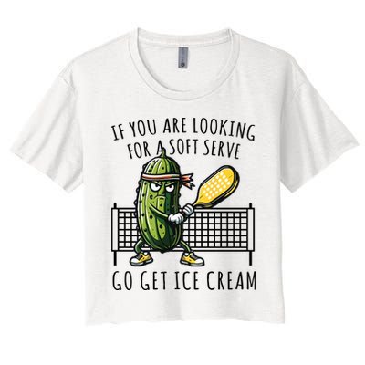 If You Are Looking For A Soft Serve Go Get Ice Cream Funny Pickleball Crop Top