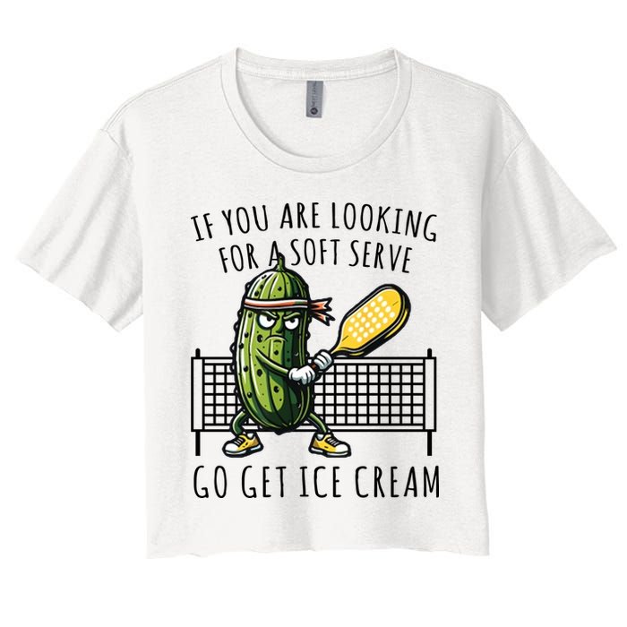 If You Are Looking For A Soft Serve Go Get Ice Cream Funny Pickleball Crop Top