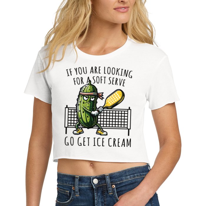 If You Are Looking For A Soft Serve Go Get Ice Cream Funny Pickleball Crop Top