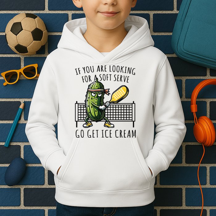 If You Are Looking For A Soft Serve Go Get Ice Cream Funny Pickleball Kids Hoodie