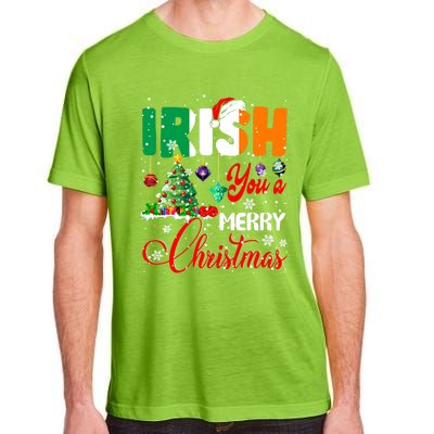 Irish You A Merry Christmas Santa Irish Flag Christmas Tree Funny Gift Adult ChromaSoft Performance T-Shirt