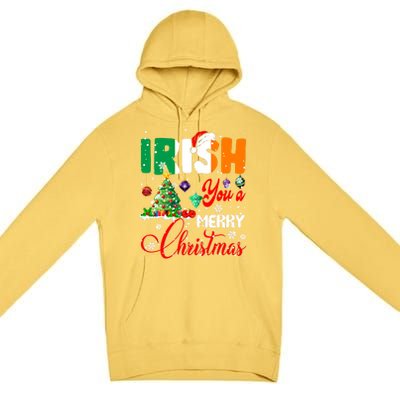 Irish You A Merry Christmas Santa Irish Flag Christmas Tree Funny Gift Premium Pullover Hoodie