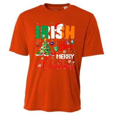 Irish You A Merry Christmas Santa Irish Flag Christmas Tree Funny Gift Cooling Performance Crew T-Shirt