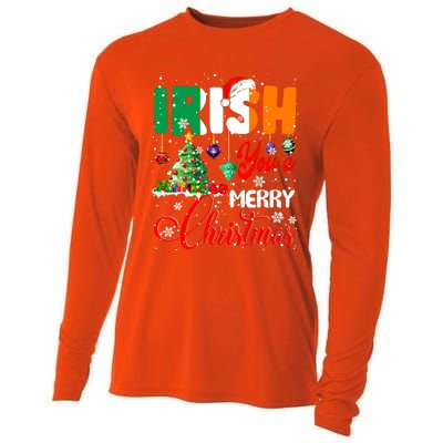 Irish You A Merry Christmas Santa Irish Flag Christmas Tree Funny Gift Cooling Performance Long Sleeve Crew