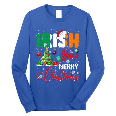 Irish You A Merry Christmas Santa Irish Flag Christmas Tree Funny Gift Long Sleeve Shirt