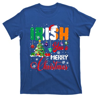 Irish You A Merry Christmas Santa Irish Flag Christmas Tree Funny Gift T-Shirt