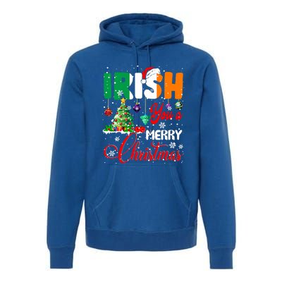 Irish You A Merry Christmas Santa Irish Flag Christmas Tree Funny Gift Premium Hoodie