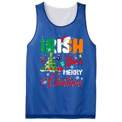 Irish You A Merry Christmas Santa Irish Flag Christmas Tree Funny Gift Mesh Reversible Basketball Jersey Tank